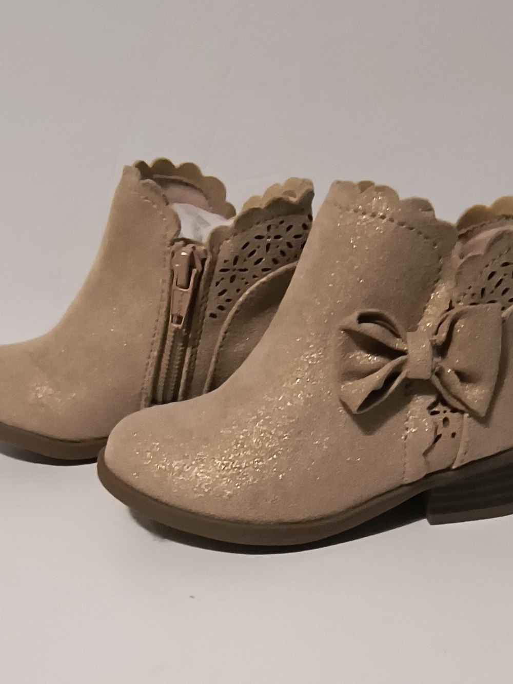 jumping beans Beige Glitter Bow Ankle Boots